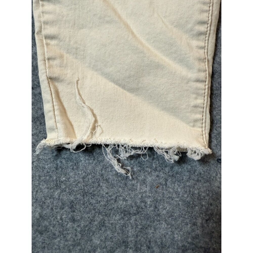 Nicole Miller Jeans Womens 8 Cream Cotton Soho High Rise Ankle Skinny Frayed Hem - Picture 6 of 7